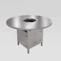 Table de barbecue coréenne en acier inoxydable OEM, pour la maison, les restaurants, propane, sans fumée, gaz butane, table pliante