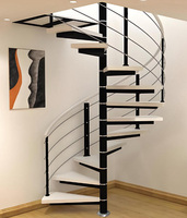 Escalier en colimaçon moderne en acier métallique fabriqué en Chine avec main courante en fil d'acier, escalier intérieur durable pour appartement