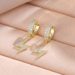 Pendientes de Aro Circulares RAKOL ZPE1941 con Superficie Lisa Redonda con Incrustaciones de Diamantes Rectangulares Cuadrados de Circonio - Product Image 3