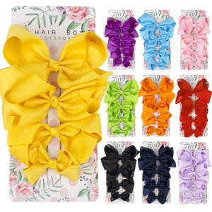 Lote de 4 Lazos para el Cabello de Niña con Cinta de Grosgrain y Pinza Metálica, Set de Lazos para el Cabello Infantil, Horquillas, Adornos para el Cabello - Product Image 1