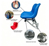 Chaise de tribune extérieure en HDPE avec pieds en aluminium moulé, anti-UV, imperméable, sièges de tribune, couleur personnalisée, logo OEM, arène sportive