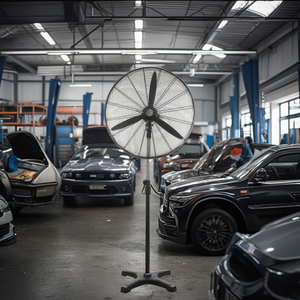 Ventilateur sur pied industriel 3 pièces de 26 pouces en aluminium pour garage automobile, avec moteur à fil de cuivre de haute qualité et socle en plastique - Product Image 2