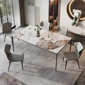Nova mesa de jantar quadrada de luxo para sala de jantar, luz de alta qualidade, pernas em liga de alumínio para móveis de casa e restaurante