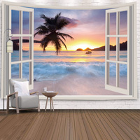 Tapisserie murale 3D Homiest, paysage océanique, soleil, coucher de soleil, mer, plage, tapisserie de fenêtre, chambre à coucher, salon, décoration de la maison