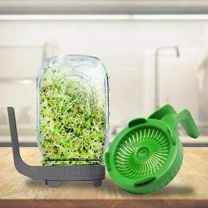 Couvercle de bocal Mason à large ouverture en plastique vert avec poignée, sans BPA, pour germination - Product Image 5