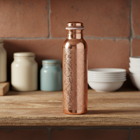 Bouteille d'eau artisanale en cuivre à motif floral, faite à la main, traditionnelle, ayurvédique, détoxifiante, écologique, grande capacité, saine