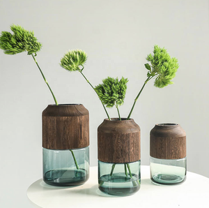 Vase en verre à ventre large, style nordique, luxe léger, créatif et simple, ornements en verre, vente en gros, vase en bois pour salon, motif cheval ivre - Product Image 4