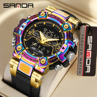 Sanda 3186 al aire libre resistente a los golpes relojes digitales 50M impermeable TPU banda moda deportes hombres reloj de pulsera Relogio