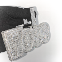 Bijoux fins personnalisés en moissanite couleur D, style hip-hop, testeur de diamant GRA, argent 925, pendentif en forme de lettre baguette pour homme