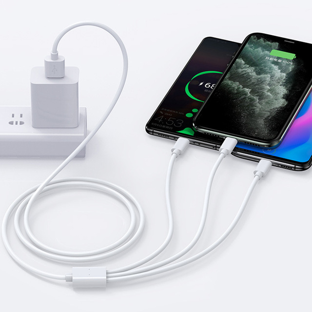 3 in 1 USB Charging Cable Fast Charging 1.2m Ladekabel with Zinc Alloy Data Cables for Mobile IOS Devices Printers USB C Type