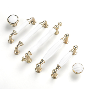 Poignées et boutons de porte en alliage de zinc en céramique blanche moderne de luxe de 128mm or K de haute qualité pour armoires de cuisine tiroirs de <span class=keywords><strong>commode</strong></span> - Product Image 3