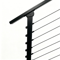 Système de garde-corps à câbles en acier inoxydable durable pour terrasse et escalier, intérieur/extérieur, avec poteau de 36 pouces, tube carré, main courante et balustrade DIY