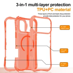 Funda Transparente Magnética 3 en 1 de PC+TPU con Correa de Muñeca Antigolpes para <span class=keywords><strong>iPhone</strong></span> 17 Pro Max, Air 16, 15, 14, <span class=keywords><strong>13</strong></span>, 12 Plus NUEVA - Product Image 6