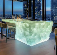 Table de bar carrée en résine transparente de luxe moderne R066, résistante aux UV, écologique, durable, pour la maison et l'hôtel