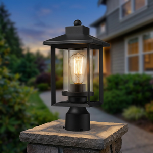 Lampe de jardin extérieure noire VVN-P homologuée ETL, étanche et alimentée électriquement avec abat-jour en verre, en promotion - Product Image 2