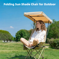 Chaise pliante à cadre en acier résistant aux UV, auvent réglable, chaise de camping multifonction portable, protection solaire pour toutes les activités de plein air