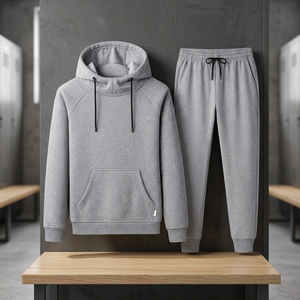 Ensemble de survêtement gris à capuche pour femme, sweat-shirt décontracté à manches longues de couleur unie avec pantalon à cordon de serrage et poches latérales - Product Image 6