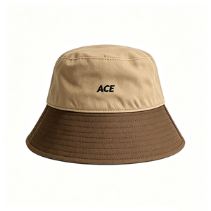 Two Tone Color Block Cotton Bucket <b>Hat</b> Custom ACE Embroidery Logo Soft Wide Brim Image Style UV Protection Unisex Travel <b>Hat</b> - Product Image 5
