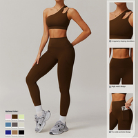 Conjunto Deportivo Asimétrico de un Solo Hombro con Sensación de Desnudez, Transpirable y de Secado Rápido, con Bolsillos, Estilo Nube, para Yoga y Running