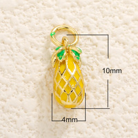 Pendentif mignon en cuivre et zircon pour collier et bracelet, motifs fruits (melon, durian, fraise) et feuilles tombantes, plaqué, décoratif DIY