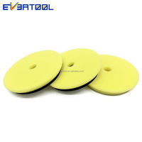 Applicateur de cire pour voiture EVERTOOL 100 mm, tampon de polissage en mousse plate jaune, fixation auto-agrippante, pour polisseuse rotative.