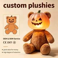 Ours en peluche lumineux personnalisé en gros, tête de citrouille, OEM, Halloween, Jack O'Lantern, ours lumineux, mascotte en peluche, poupée en peluche
