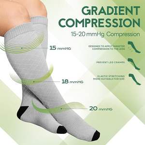 جوارب ضغط مخصصة بشعار خاص للساق العريضة، مقاسات كبيرة للنساء والرجال، ضغط متدرج 15-20 ملم زئبق، مصنوعة من الفيسكوز والخيزران - Product Image 4