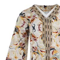 HAPA OEM/ODM Robe personnalisée pour filles, style ethnique arabe, en mousseline imprimée, avec dentelle, col rond, manches bouffantes, respirante, longueur genou, collection printemps