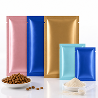 Pochettes plates métallisées brillantes mates personnalisées à trois soudures latérales pour l'emballage de friandises et de compléments alimentaires pour animaux de compagnie