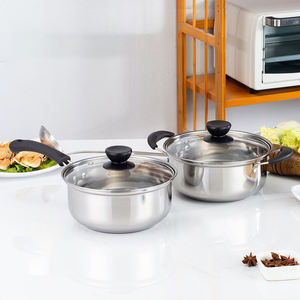 Marmite de Cuisson Direct Usine en Acier Inoxydable Épais pour la Maison, Ensemble de 6 Casseroles à Soupe avec Couvercle Transparent - Product Image 5