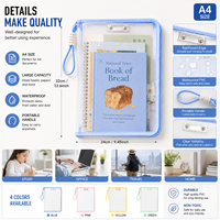 Sac organisateur de fichiers en PVC transparent A4, pochette pour documents imperméable, dossier de rangement portable avec poignée pour le bureau et l'école