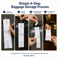 Étiquettes de bagages personnalisées imprimées avec autocollants numérotés détachables pour la réception d'hôtel et le service de rangement des bagages