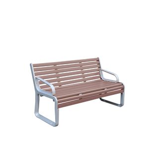 Banco de exterior de Ciudad de mobiliario urbano en stock bancos de asiento de parque de metal con patas de aluminio fundido y listones de madera dura <span class=keywords><strong>Jatoba</strong></span> - Product Image 1