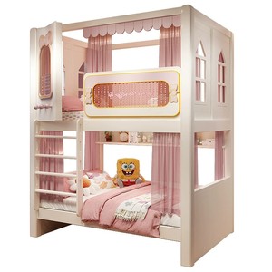 <span class=keywords><strong>Lit</strong></span> <span class=keywords><strong>superposé</strong></span> moderne sur le thème de la princesse pour enfants avec toboggan, escalier de rangement, tiroirs, bibliothèque, bureau, meubles de chambre d'enfant pour fille - Product Image 6