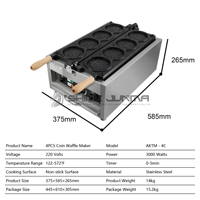 Machine à gaufres commerciale électrique 220V antiadhésive pour 4 gaufres en forme de pièce de 10 Yen japonais (type 'Cheese Gold Coin')