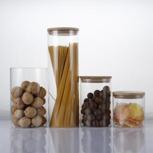 Tùy Chỉnh Kích Thước Rõ Ràng Thủy Tinh Thực Phẩm Lưu Trữ Gia Vị Lọ Container Với Kín Nắp Tre Cho Kẹo Cookie Đường Gạo Thực Phẩm Lưu Trữ - Product Image 2