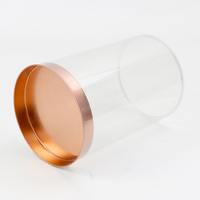 Conteneur transparent pour bouteilles en PET Boîte transparente pour bouteilles en plastique personnalisées Emballage transparent en PVC pour animaux de compagnie en tube rond avec couvercle en étain