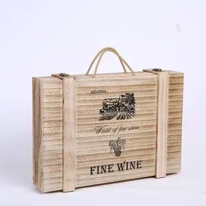 체인 링크 도매 여섯 레드 와인 나무 상자를 사용자 정의 할 수 있습니다 로고 휴대용 선물 와인 포장 선물 상자