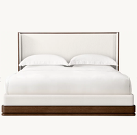 Meubles de chambre à coucher de luxe, lit king size avec panneaux, lits en bois de chêne massif
