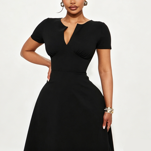 Vestido Midi de Fábrica al por Mayor, Talla Grande, Resistente a las Arrugas, Estilo Tubo, para Oficina, Manga Corta, <span class=keywords><strong>Ropa</strong></span> de Trabajo Profesional, OEM - Product Image 4