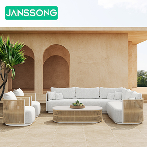 Muebles de Exterior Modernos, Juego de Patio para Hotel, Resort, Villa, Sofás de Jardín, Muebles de Patio de Aluminio, Juego de Sofás de Metal para Exterior, Sofá en Forma de L - Product Image 1