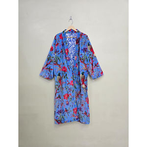 Bata Kimono de Terciopelo con Estampado de Animales y Aves de la Selva para Mujer, Larga, con Cuello en V, Lavable a Máquina, de Lujo, Precio al por Mayor - Product Image 2