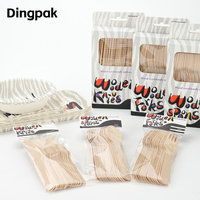 Dingpak Couverts en bois jetables écologiques modernes, échantillon gratuit, cuillères et fourchettes en bois pour le service alimentaire