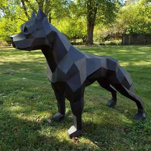 Adorno de césped al aire libre de acero inoxidable 304 316 tamaño real de gran tamaño Pit Bull perro estatua Metal arte <span class=keywords><strong>Pitbull</strong></span> escultura <span class=keywords><strong>para</strong></span> jardín - Product Image 3
