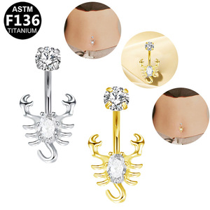 Piercing de nombril en titane avec zircone papillon, bijoux de piercing pour nombril, titane ASTM F136 - Product Image 4