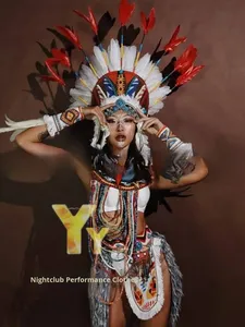 Costume de scène Bar Gogo Yuyun Savage, robe de chef indien en soie/coton haut de gamme pour femme, modèle adulte 999, nouveauté - Product Image 2