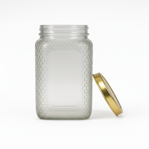 Tarro de vidrio Mason en relieve con tapa de metal almacenamiento hermético para uso doméstico perfecto para recetas de aperitivos - Product Image 1