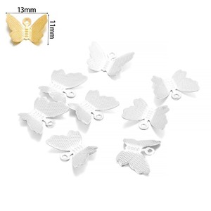 Butterfly Pendant 13x11mm Gold Plated Iron Charm For <b>Necklace</b> Making - Product Image 3