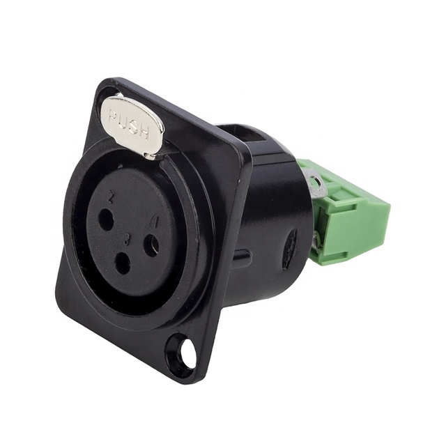 Black D Type Xlr Socket Male Jack Panel Mount Rj45 Panel Mount Microphone Audio and Video 3 Pin Xlr Connector