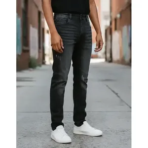 Jeans Skinny da Uomo Adrenaline Neri Elasticizzati a Vita Media con 5 Tasche in Denim Traspirante - Product Image 2